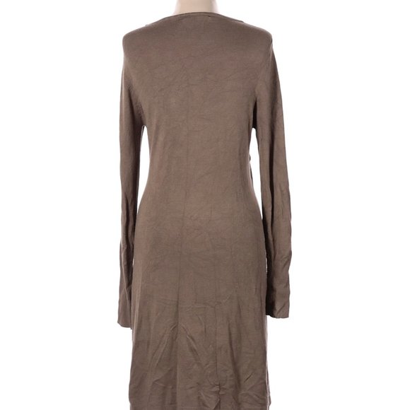 BCBGMAXAZRIA Dress Scoop Neck Ruched Long Sleeve Brown Sz M #197 - Picture 3 of 4